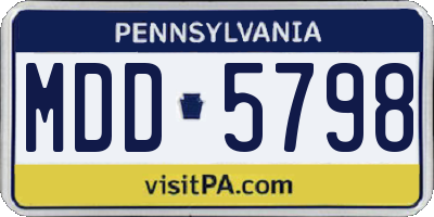 PA license plate MDD5798
