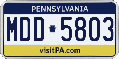 PA license plate MDD5803