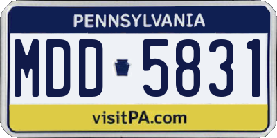 PA license plate MDD5831