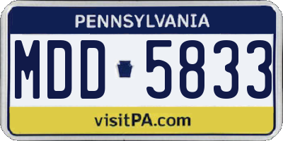 PA license plate MDD5833
