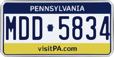PA license plate MDD5834