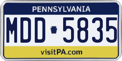 PA license plate MDD5835