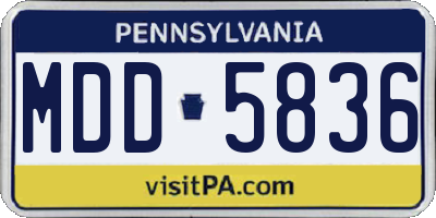 PA license plate MDD5836
