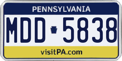 PA license plate MDD5838