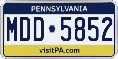 PA license plate MDD5852