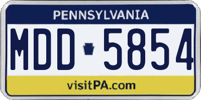 PA license plate MDD5854