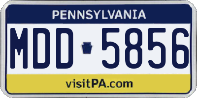 PA license plate MDD5856