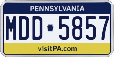 PA license plate MDD5857