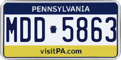PA license plate MDD5863