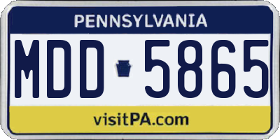 PA license plate MDD5865