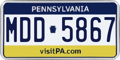PA license plate MDD5867
