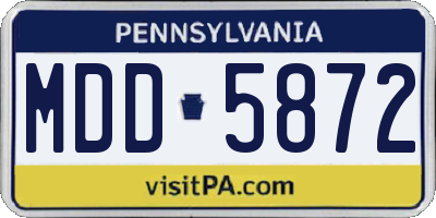 PA license plate MDD5872