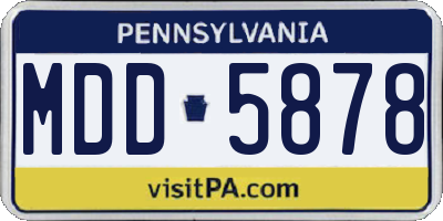 PA license plate MDD5878