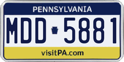 PA license plate MDD5881