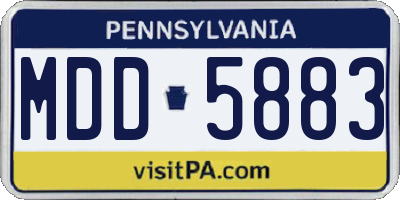 PA license plate MDD5883