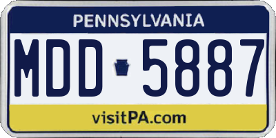 PA license plate MDD5887