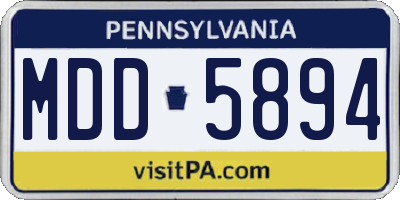 PA license plate MDD5894