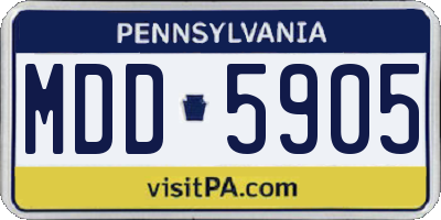 PA license plate MDD5905