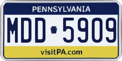 PA license plate MDD5909