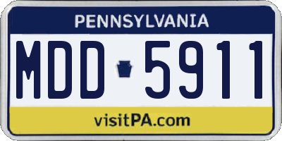 PA license plate MDD5911