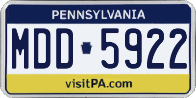 PA license plate MDD5922
