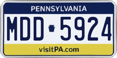 PA license plate MDD5924