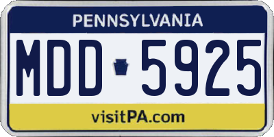 PA license plate MDD5925