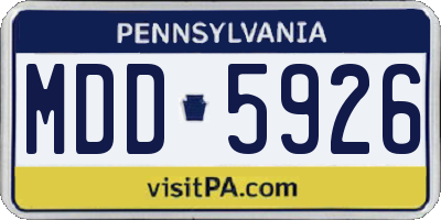 PA license plate MDD5926