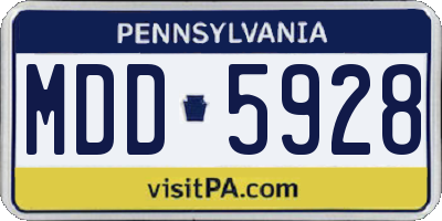 PA license plate MDD5928