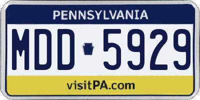 PA license plate MDD5929