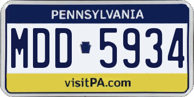 PA license plate MDD5934