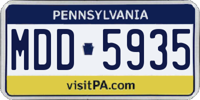PA license plate MDD5935