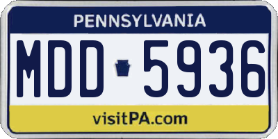 PA license plate MDD5936