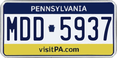 PA license plate MDD5937