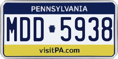 PA license plate MDD5938