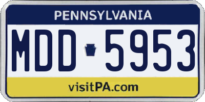 PA license plate MDD5953