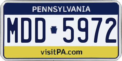 PA license plate MDD5972