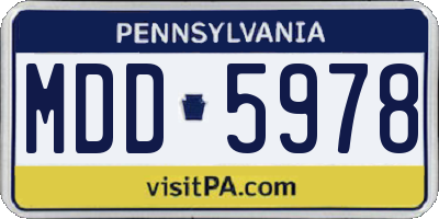 PA license plate MDD5978