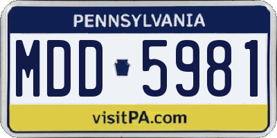 PA license plate MDD5981
