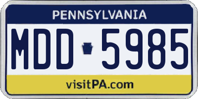 PA license plate MDD5985