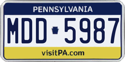PA license plate MDD5987
