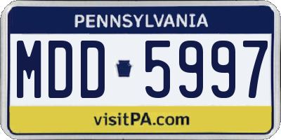 PA license plate MDD5997