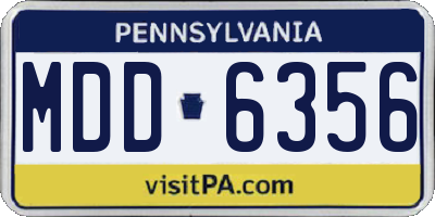 PA license plate MDD6356