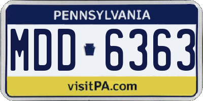 PA license plate MDD6363