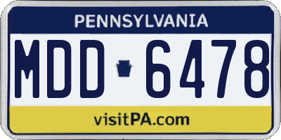 PA license plate MDD6478