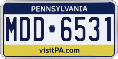 PA license plate MDD6531