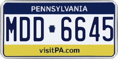 PA license plate MDD6645