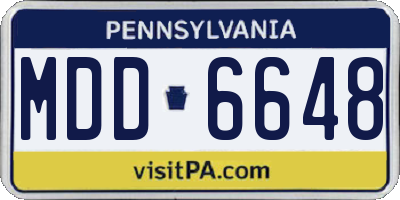 PA license plate MDD6648