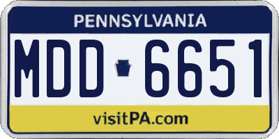 PA license plate MDD6651