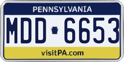 PA license plate MDD6653